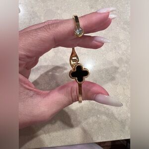 FOUR Leaf Clover Rose Gold Bangle Bracelet